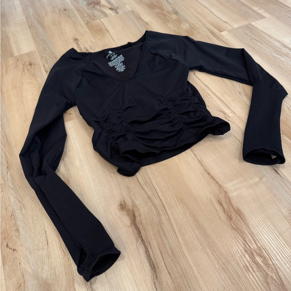 Free People Movement Black Long Sleeve Crop Top